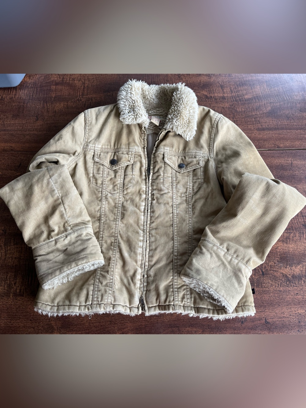 Vintage Y2K Women’s Abercrombie & Fitch Corduroy Sherpa Trucker Coat Med Brown